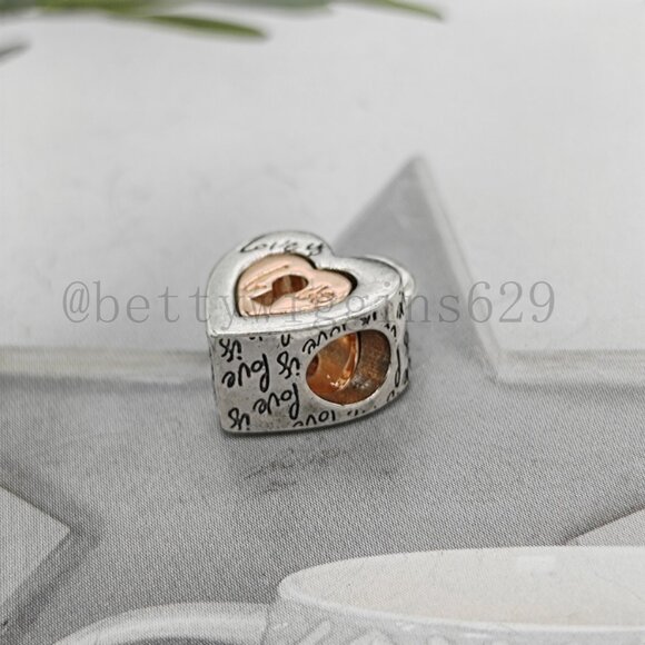 Pandora Two-tone Padlock Splittable Heart Charm - Picture 8 of 8